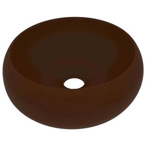 vidaXL Chiuvetă de baie lux maro &icirc;nchis mat 40x15 cm ceramică rotund