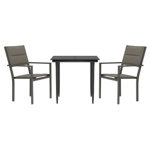 vidaXL Set mobilier de grădină, 3 piese, negru, textilenă și oțel