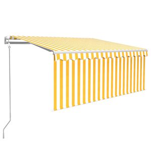 vidaXL Copertină automată cu stor&LED&senzor v&acirc;nt galben&alb 3x2,5 m