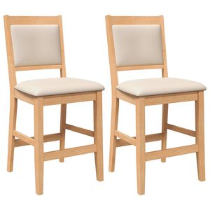 vidaXL Scaune de bar cu perne, 2 buc., lemn masiv natural, cauciuc