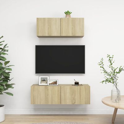 vidaXL Set dulapuri TV, 2 piese, stejar sonoma, lemn prelucrat