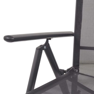 vidaXL Scaun de terasă rabatabil, negru, aluminiu și textilenă