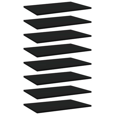 vidaXL Plăci pentru bibliotecă, 8 buc., negru, 60 x 40 x 1,5 cm, PAL