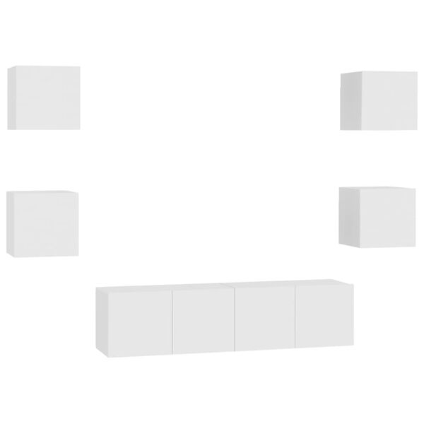 vidaXL Set dulapuri TV, 6 piese, alb, lemn prelucrat