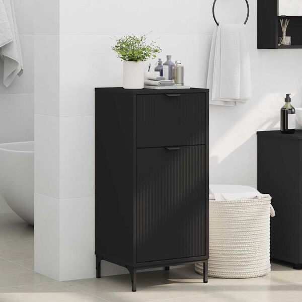 vidaXL Dulap de Baie Negru 39,5 x 36 x 88 cm Lemn compozit & Metal