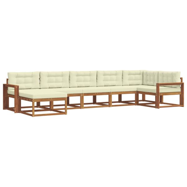 vidaXL Set de canapele de exterior cu pernă 7 pcs Natural și Crem