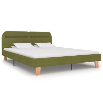 vidaXL Cadru de pat cu LED-uri, verde, 160 x 200 cm, material textil