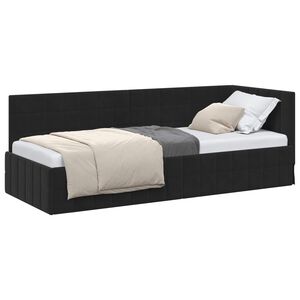vidaXL Cadru de pat colțar cu headboard Negru 80 cm x 200 cm Catifea