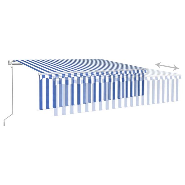 vidaXL Copertină retractabilă automat cu stor, albastru&alb, 6x3 m