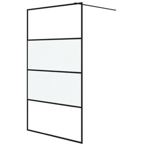 vidaXL Perete cabină duș walk-in negru 115x195 cm sticlă ESG semi-mată