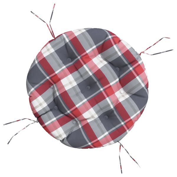 vidaXL Pernă rotundă, roșu, &Oslash; 60x11 cm, țesătură Oxford, model carouri