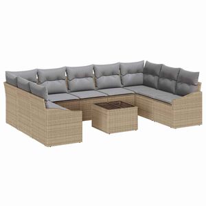 vidaXL Set de canapele pentru grădină 9 pcs Beige și gri deschis