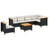 vidaXL Set canapele de grădină cu perne, 7 piese, negru, poliratan