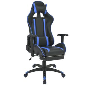 vidaXL Scaun birou rabatabil, design racing, suport picioare, albastru