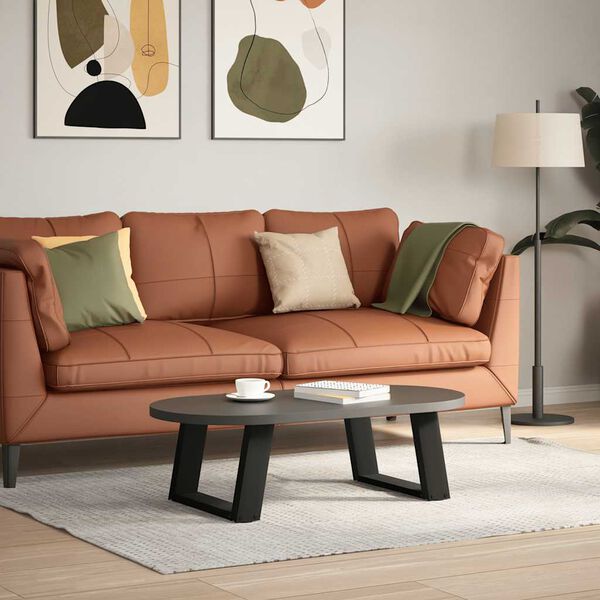 vidaXL Picioare pentru măsuță de cafea &icirc;n formă de U, 2 buc., negru, 50x(30-31) cm, oțel