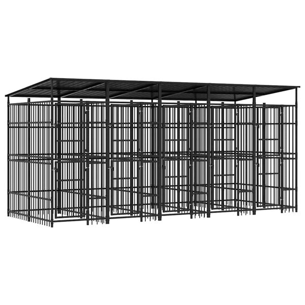 vidaXL Padoc pentru c&acirc;ini de exterior cu acoperiș, 9,22 m&sup2;, oțel