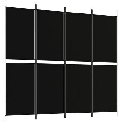 vidaXL Paravan de cameră cu 4 panouri, negru, 200 x 180 cm, textil