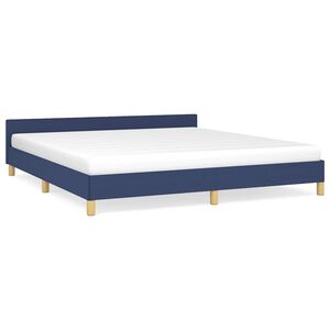 vidaXL Cadru de pat cu tăblie fără saltea, albastru, 180x200cm, textil