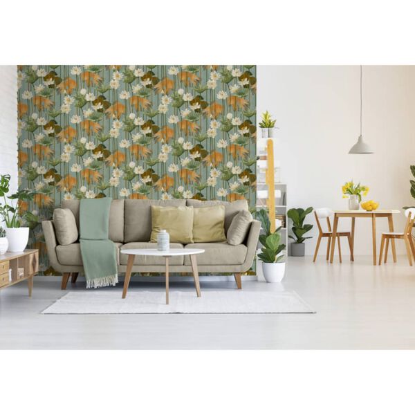 DUTCH WALLCOVERINGS Tapet model pești/flori, verde
