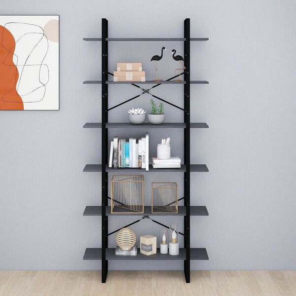 vidaXL Dulap înalt, gri, 100x30x210 cm, lemn masiv de pin