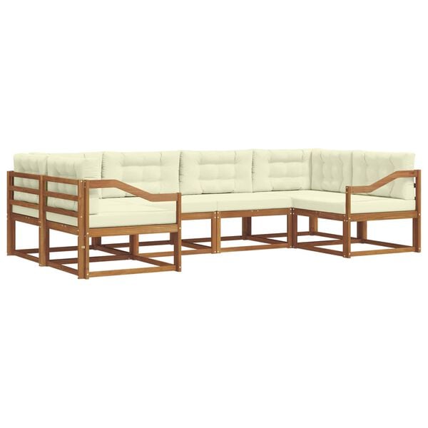 vidaXL Set de canapele de exterior cu pernă 6 pcs Natural și Crem