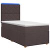 vidaXL Pat boxspring cu saltea Maro &icirc;nchis 90 x 190 cm Țesătură