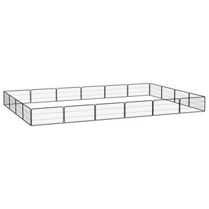 vidaXL Țarc c&acirc;ini 20 panouri negru 100x50 cm oțel vopsit electrostatic