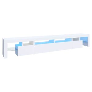 vidaXL Comodă TV cu lumini LED, alb, 260x36,5x40cm