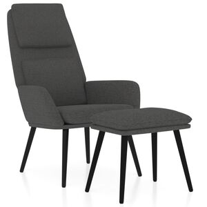 vidaXL Scaun de relaxare cu taburet, gri &icirc;nchis, textil