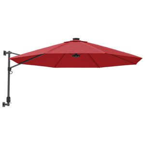 vidaXL Umbrelă de soare montată pe perete, roșu aprins, 290 cm