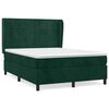 vidaXL Pat box spring cu saltea, verde &icirc;nchis, 140x190 cm, catifea