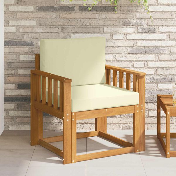vidaXL Canapea de exterior Lemn de acacia solid și poliester natural