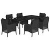 vidaXL Set mobilier de grădină cu perne, 7 piese, negru, poliratan