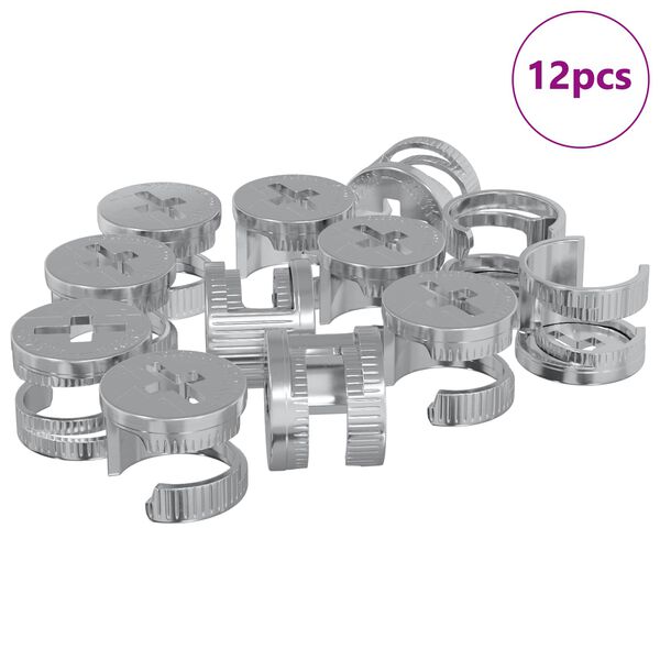 vidaXL Șuruburi cu &icirc;ncuietoare tip cam 12 pcs Argintiu 12 x 10 mm