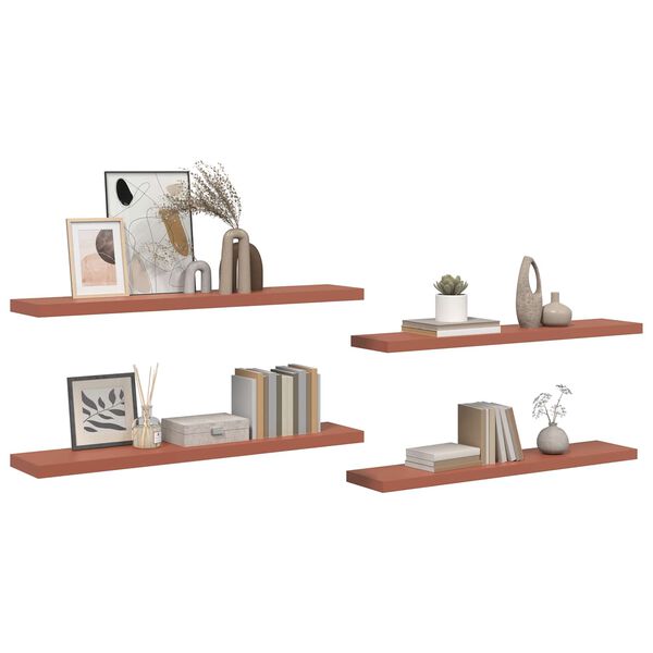 vidaXL Raft de perete 4 pcs Roșu 120 x 23,5 x 4 cm Lemn compozit