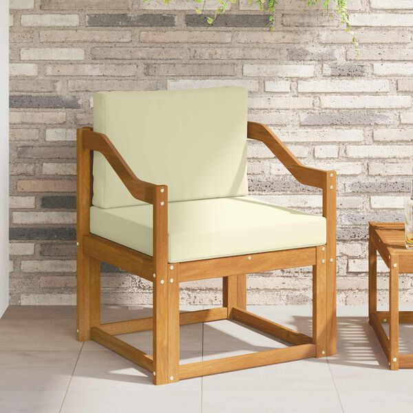 vidaXL Canapea de exterior Lemn de acacia solid și poliester natural