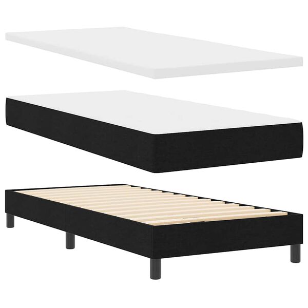 vidaXL Pat cu arcuri cu saltea cu headboard Negru 80 x 200 cm țesătură