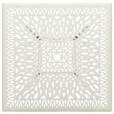 vidaXL Masă de grădină, alb, 90x90x73 cm, aluminiu turnat