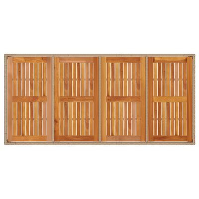 vidaXL Masă de grădină, bej, 190x90x75 cm, poliratan și lemn de acacia