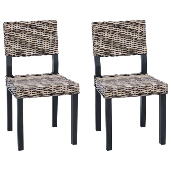 vidaXL Scaun de sufragerie 2 pcs Negru spălat 46 x 55 x 84 cm