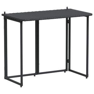 vidaXL Masă pliabilă de grădină neagră 90x51x75 cm Poly Ratan