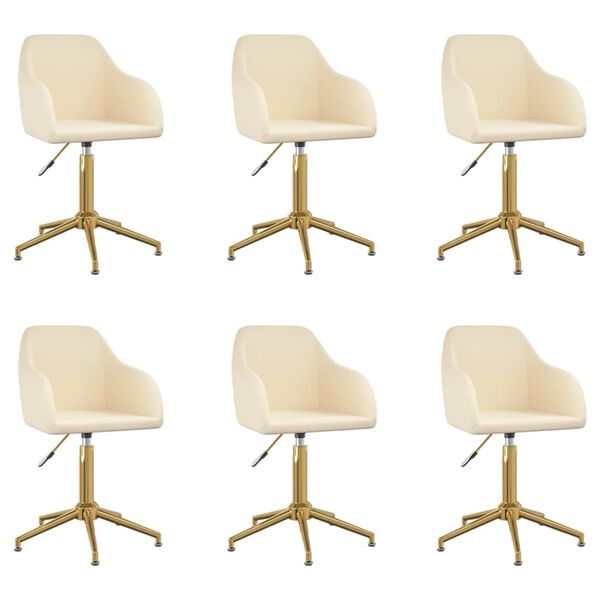 vidaXL Scaune de sufragerie pivotante 6 buc, crem, catifea