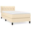 vidaXL Pat box spring cu saltea, crem, 100x200 cm, textil
