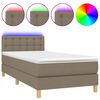 vidaXL Pat cu arcuri, saltea și LED, Gri taupe, 100x200 cm, textil
