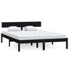 vidaXL Cadru de pat mic dublu, negru, 120x190 cm, lemn masiv