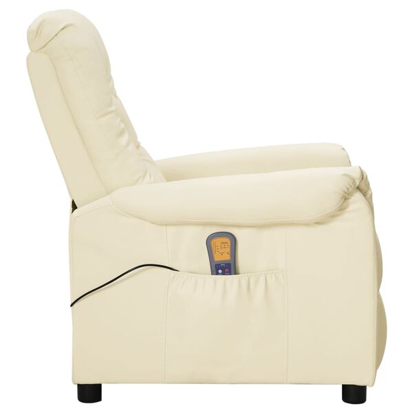 vidaXL Fotoliu de masaj, crem, piele ecologică