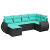 vidaXL Set mobilier de grădină cu perne, 6 piese, negru, poliratan