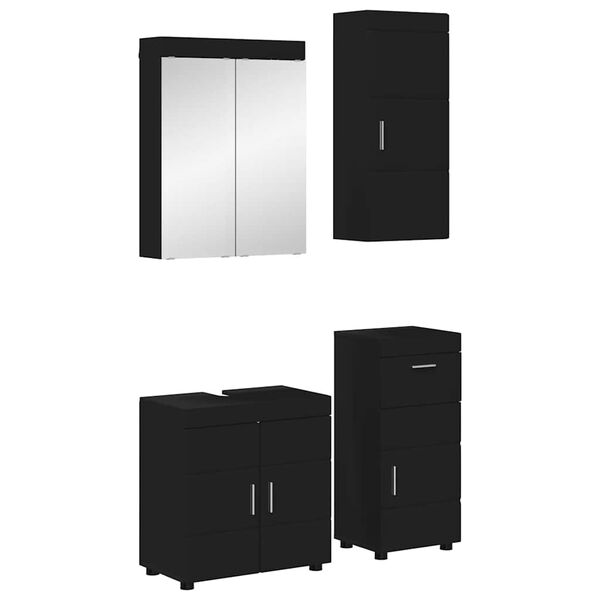 vidaXL Set de mobilier pentru baie cu sertar TULUM Negru Lemn compozit