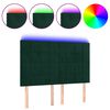 vidaXL Tăblie de pat cu LED, verde &icirc;nchis, 144x5x118/128 cm, catifea
