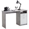FMD Birou cu 1 sertar, gri beton și alb, 123 x 50 x 76,5 cm